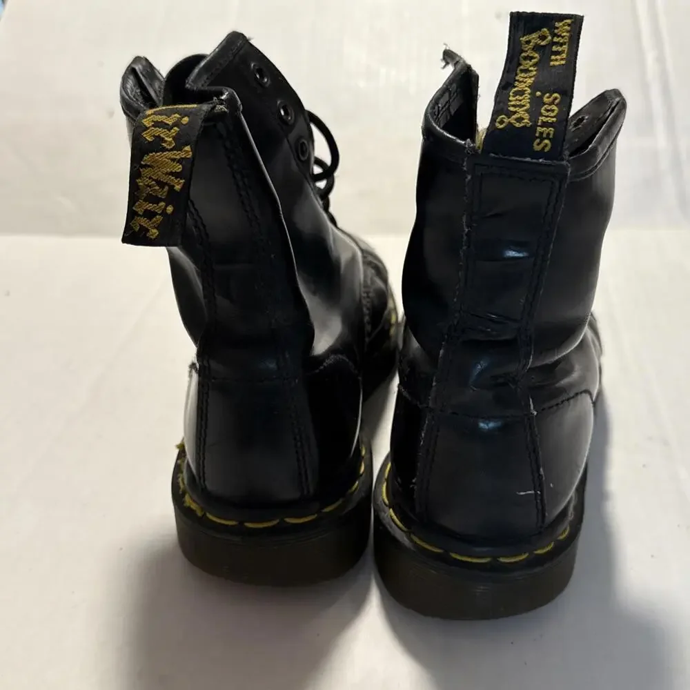 Dr Doc‎ Martens Lace Up Combat Work Slip Resistant Boots Black Leather Men’s 6